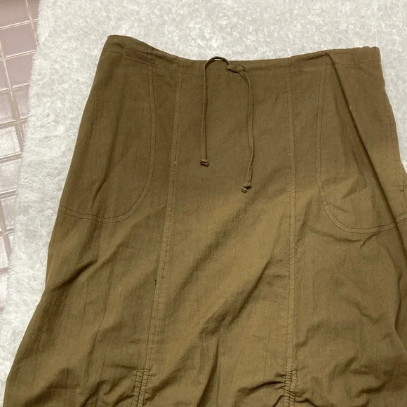 Olive Green CottonRuched Women's Skirt - Picture 2 of 5
